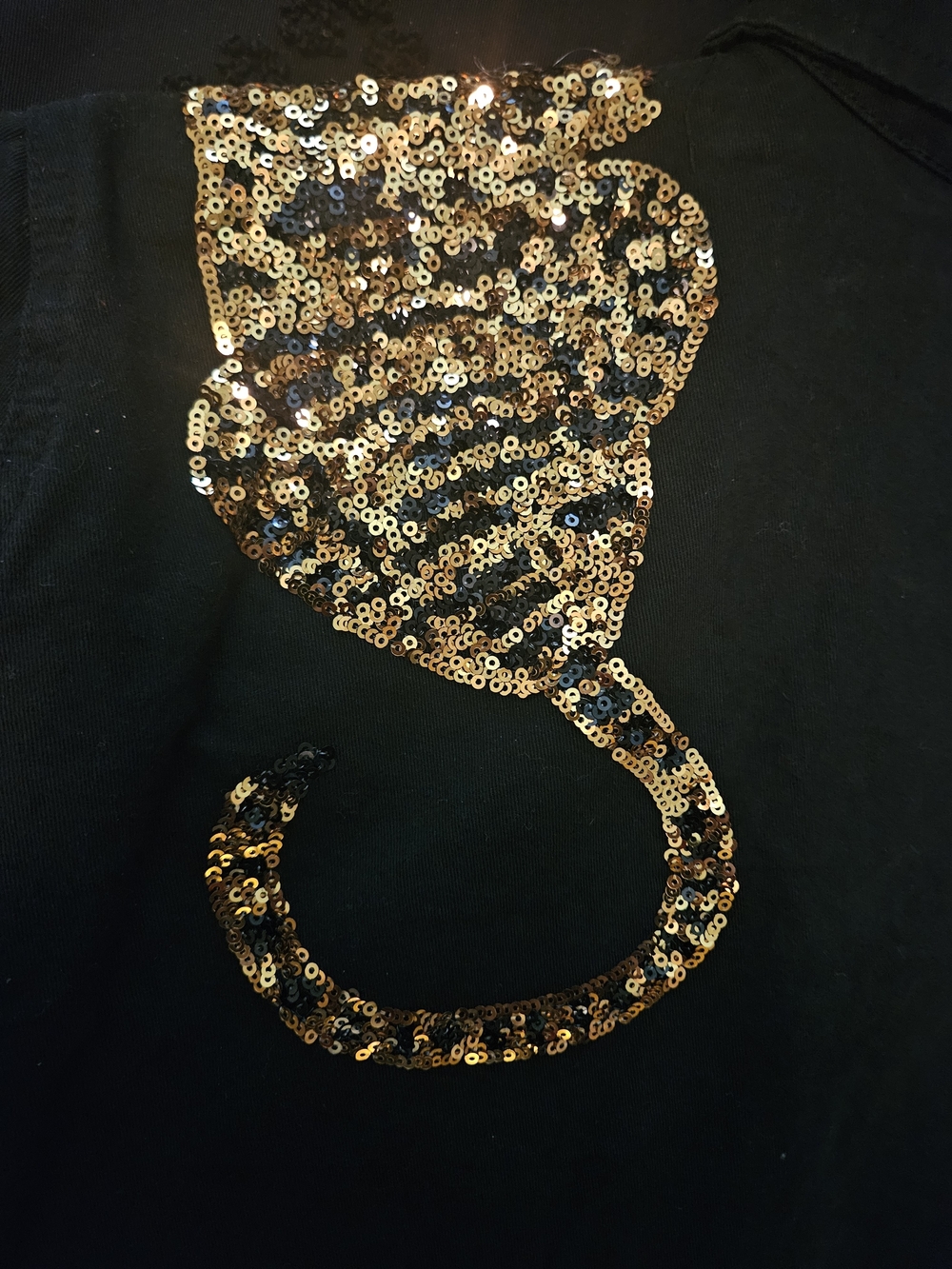 Women's Black Jean Jacket with Gold Sequin Tiger Accent - Picture 7 of 7